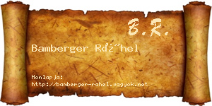 Bamberger Ráhel névjegykártya